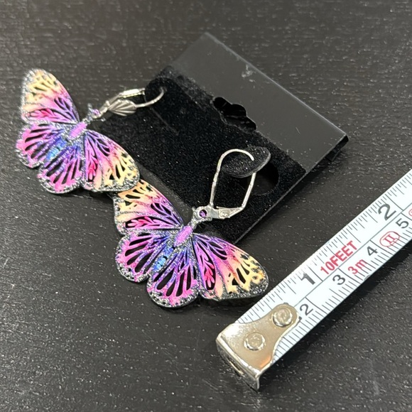 Butterfly Laser Cut Rainbow Butterly Earrings - Picture 4 of 9